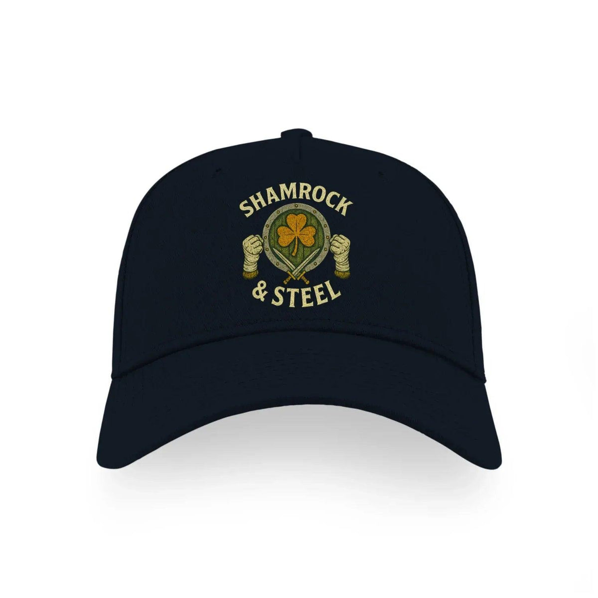 Irish 5-Panel Cap - Shamrock Steel, Adjustable Headwear - Celtic Wolfwear