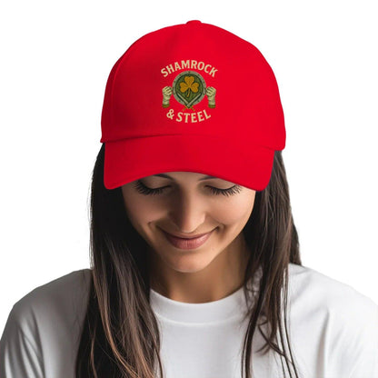 Irish 5-Panel Cap - Shamrock Steel, Adjustable Headwear - Celtic Wolfwear