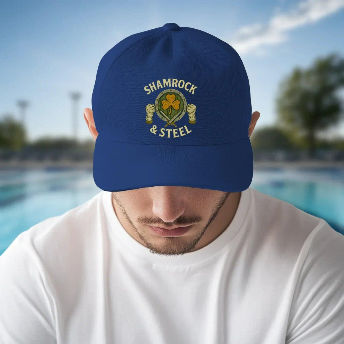 Irish 5-Panel Cap - Shamrock Steel, Adjustable Headwear - Celtic Wolfwear
