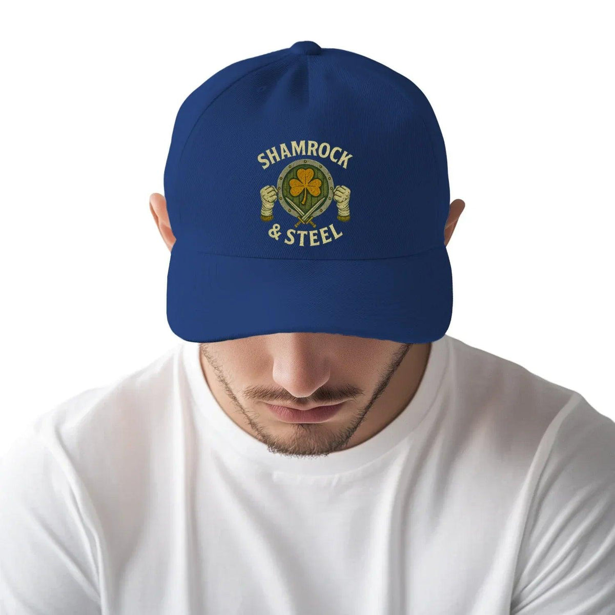 Irish 5-Panel Cap - Shamrock Steel, Adjustable Headwear - Celtic Wolfwear