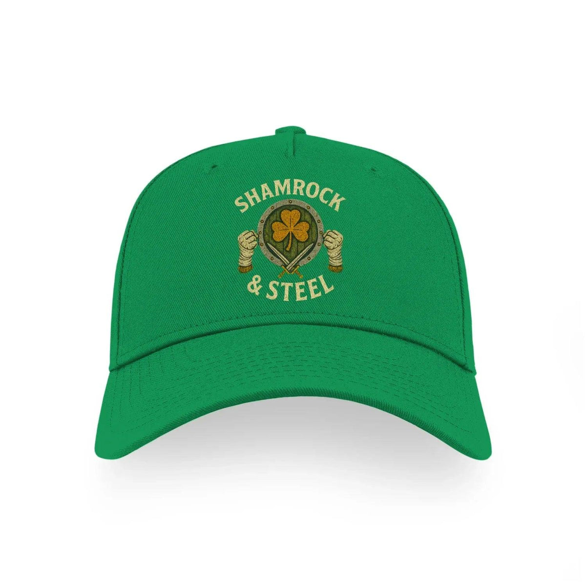 Irish 5-Panel Cap - Shamrock Steel, Adjustable Headwear - Celtic Wolfwear