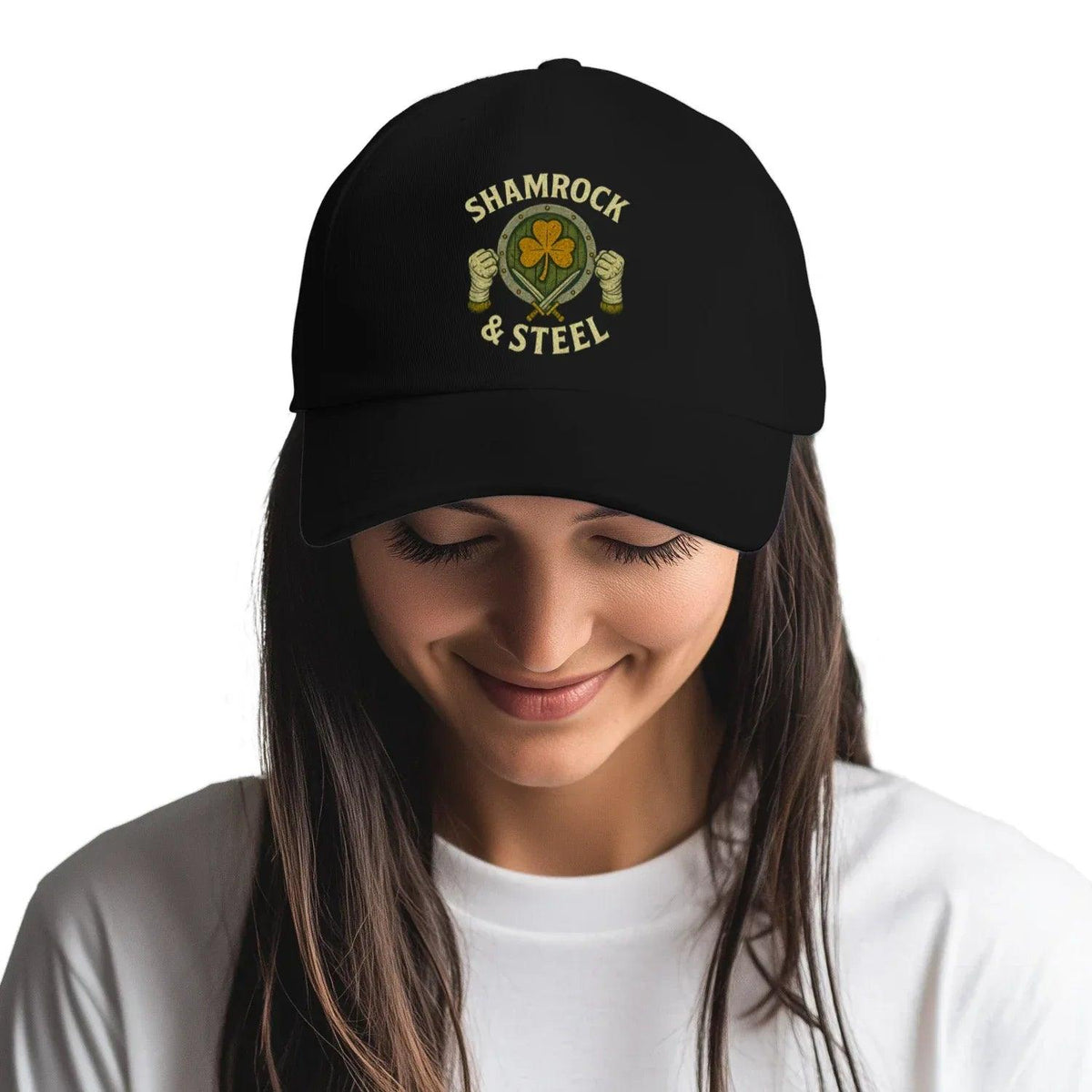 Irish 5-Panel Cap - Shamrock Steel, Adjustable Headwear - Celtic Wolfwear