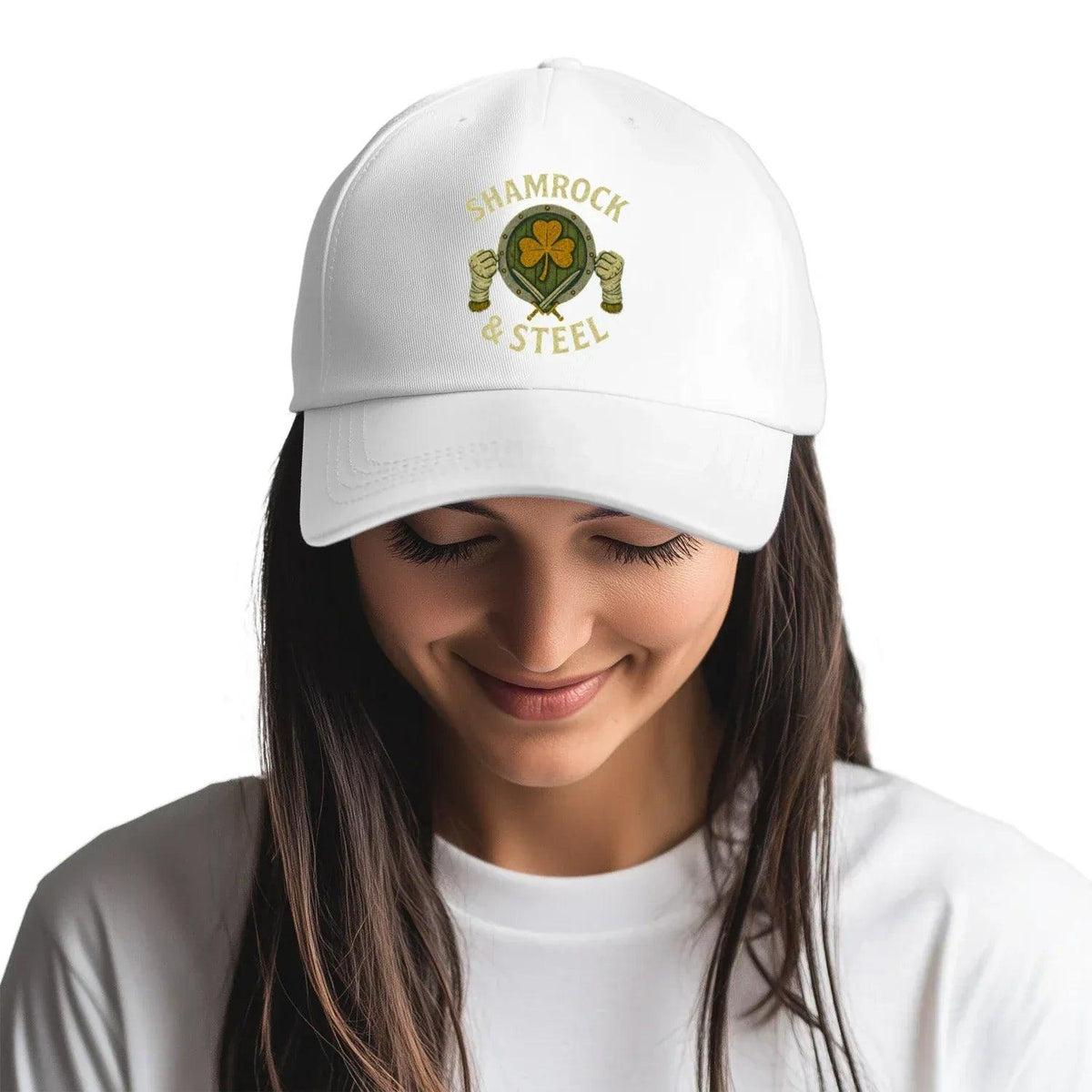 Irish 5-Panel Cap - Shamrock Steel, Adjustable Headwear - Celtic Wolfwear