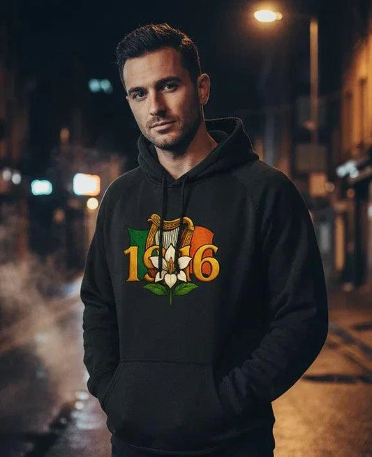 Irish Hoodie - 1916 Easter Rising Black Unisex Streetwear - Celtic Wolfwear