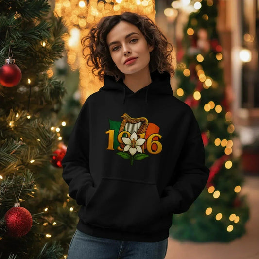 Irish Hoodie - 1916 Easter Rising Black Unisex Streetwear - Celtic Wolfwear