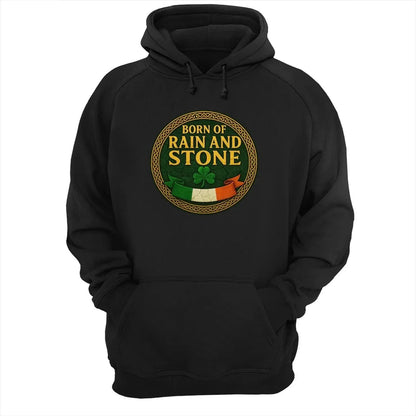 Irish Hoodie - Born of Rain and Stone Logo, Unisex - Celtic Wolfwear