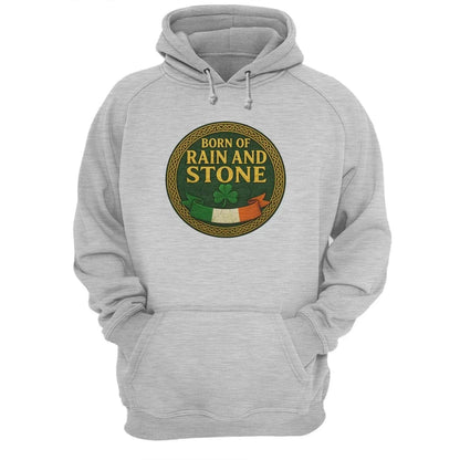 Irish Hoodie - Born of Rain and Stone Logo, Unisex - Celtic Wolfwear