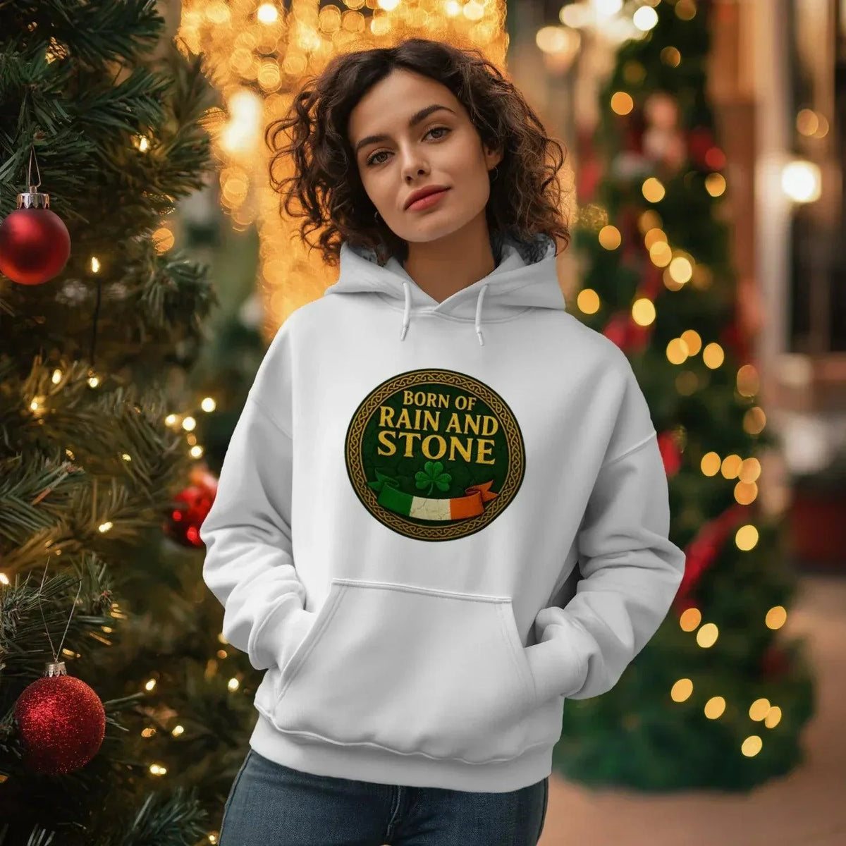 Irish Hoodie - Born of Rain and Stone Logo, Unisex - Celtic Wolfwear