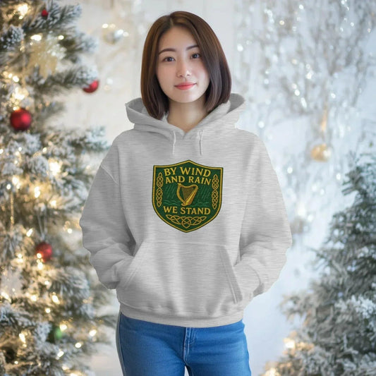 Irish Hoodie - Heritage Hood Heather Grey Unisex Streetwear - Celtic Wolfwear