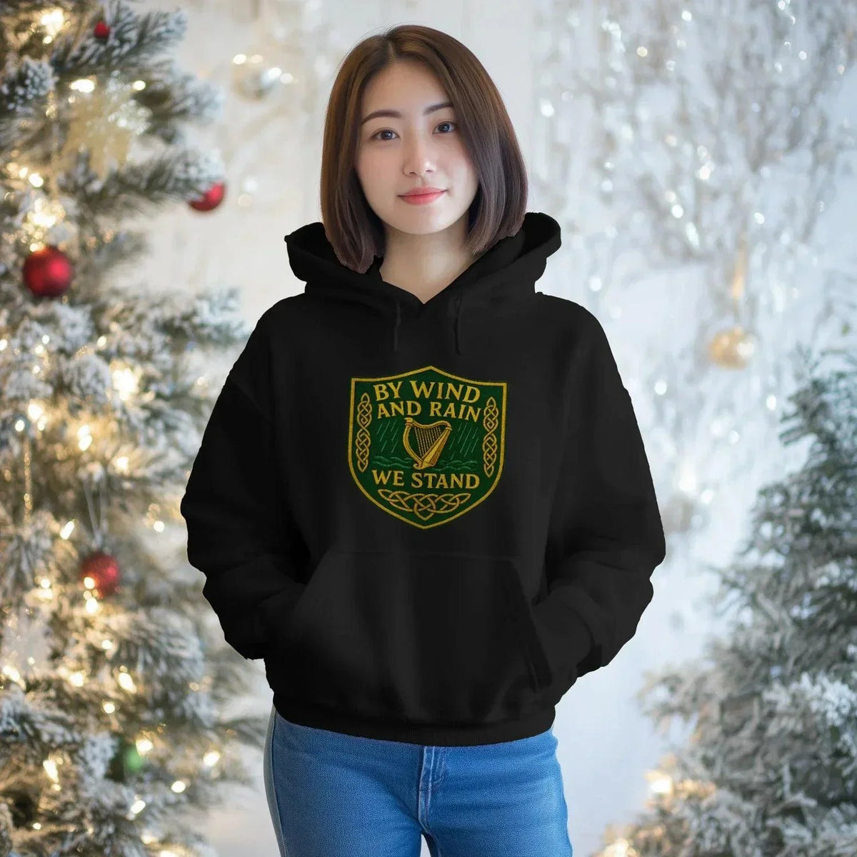 Irish Hoodie - Heritage Hood Heather Grey Unisex Streetwear - Celtic Wolfwear