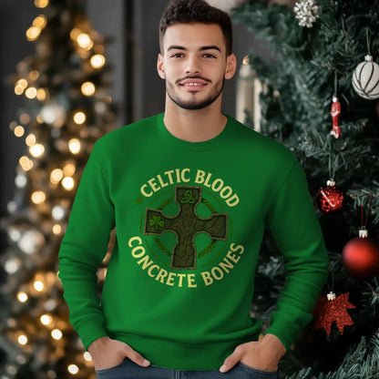 Irish Sweatshirt - Blood Concrete Bones Unisex Streetwear - Celtic Wolfwear