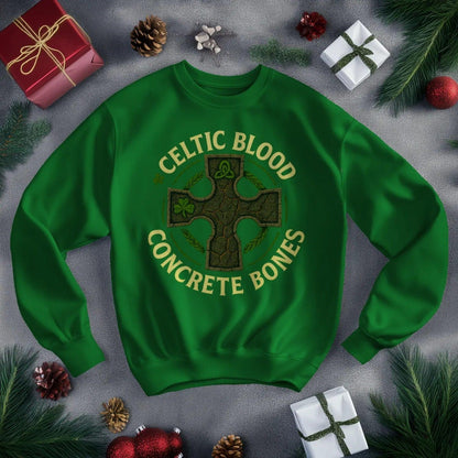 Irish Sweatshirt - Blood Concrete Bones Unisex Streetwear - Celtic Wolfwear