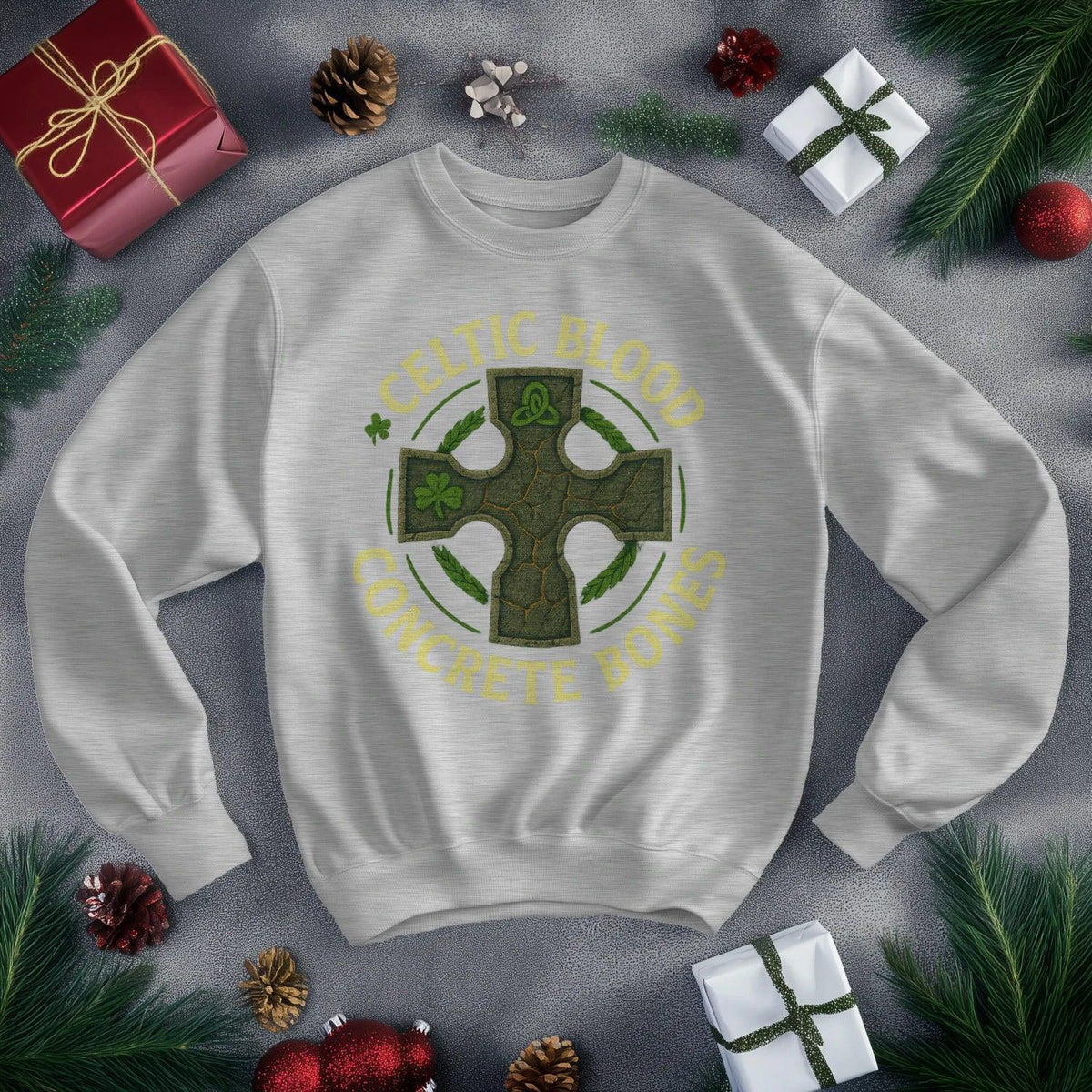 Irish Sweatshirt - Blood Concrete Bones Unisex Streetwear - Celtic Wolfwear