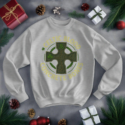 Irish Sweatshirt - Blood Concrete Bones Unisex Streetwear - Celtic Wolfwear