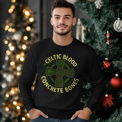 Irish Sweatshirt - Blood Concrete Bones Unisex Streetwear - Celtic Wolfwear