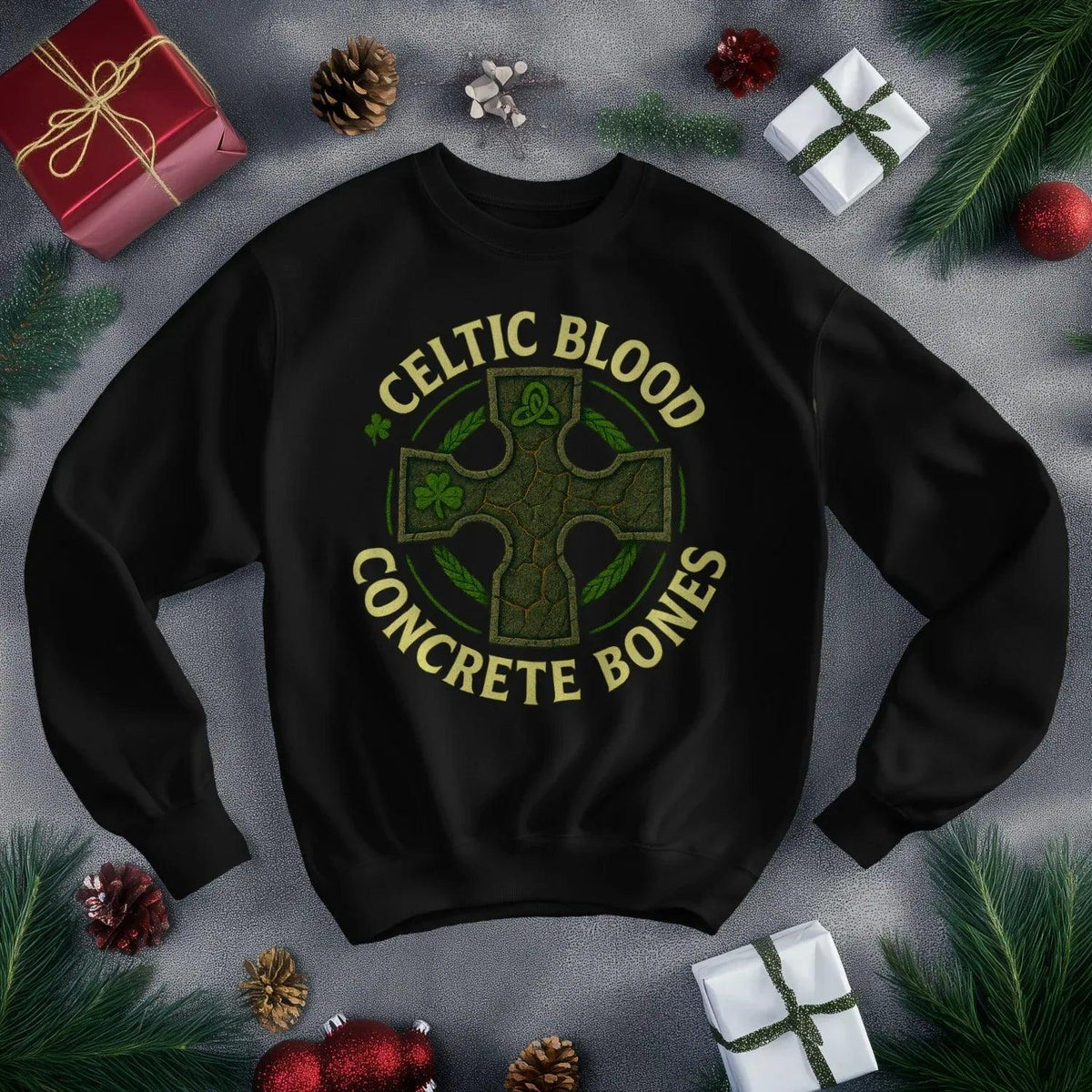 Irish Sweatshirt - Blood Concrete Bones Unisex Streetwear - Celtic Wolfwear