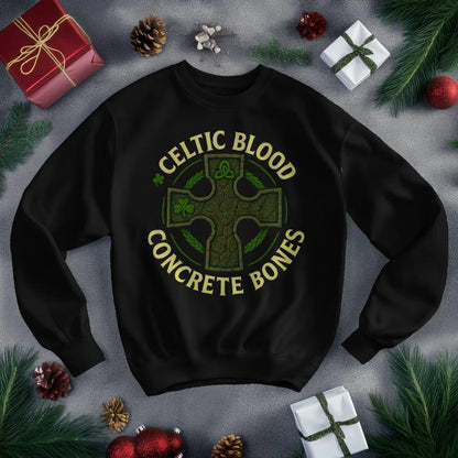 Irish Sweatshirt - Blood Concrete Bones Unisex Streetwear - Celtic Wolfwear
