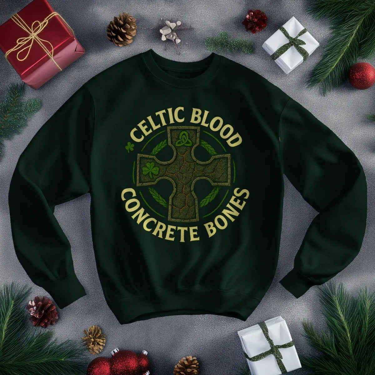 Irish Sweatshirt - Blood Concrete Bones Unisex Streetwear - Celtic Wolfwear