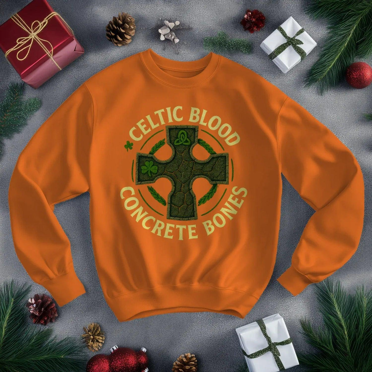 Irish Sweatshirt - Blood Concrete Bones Unisex Streetwear - Celtic Wolfwear