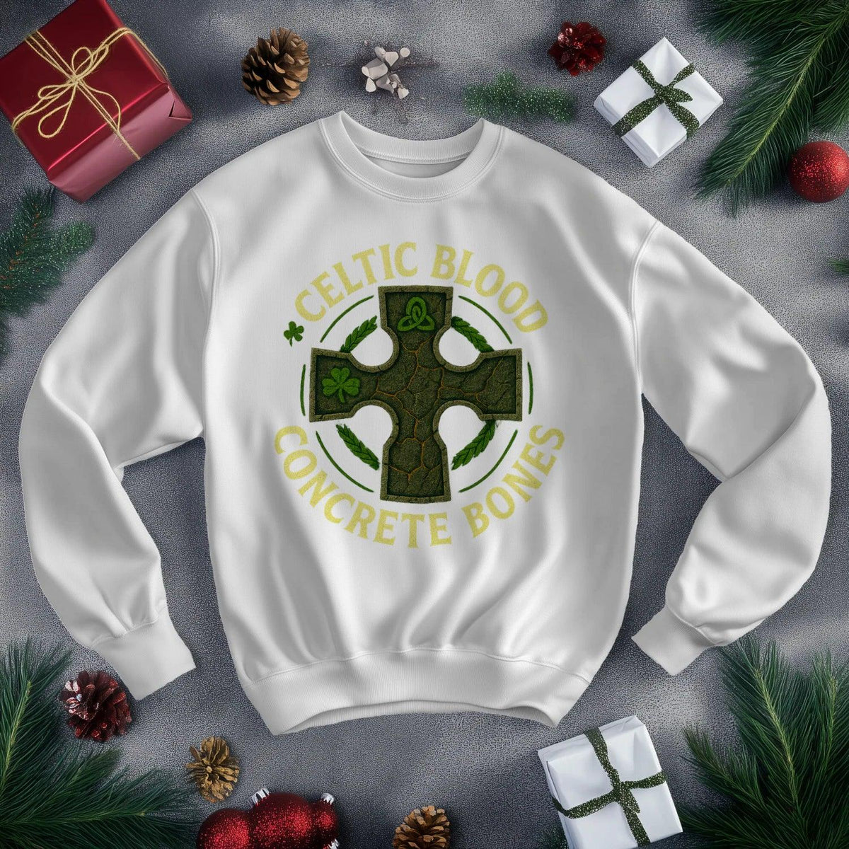 Irish Sweatshirt - Blood Concrete Bones Unisex Streetwear - Celtic Wolfwear