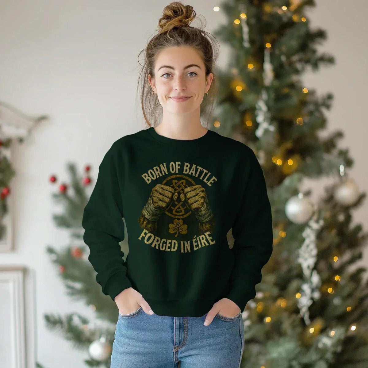 Irish Sweatshirt - Born of Battle Forged Unisex Streetwear - Celtic Wolfwear