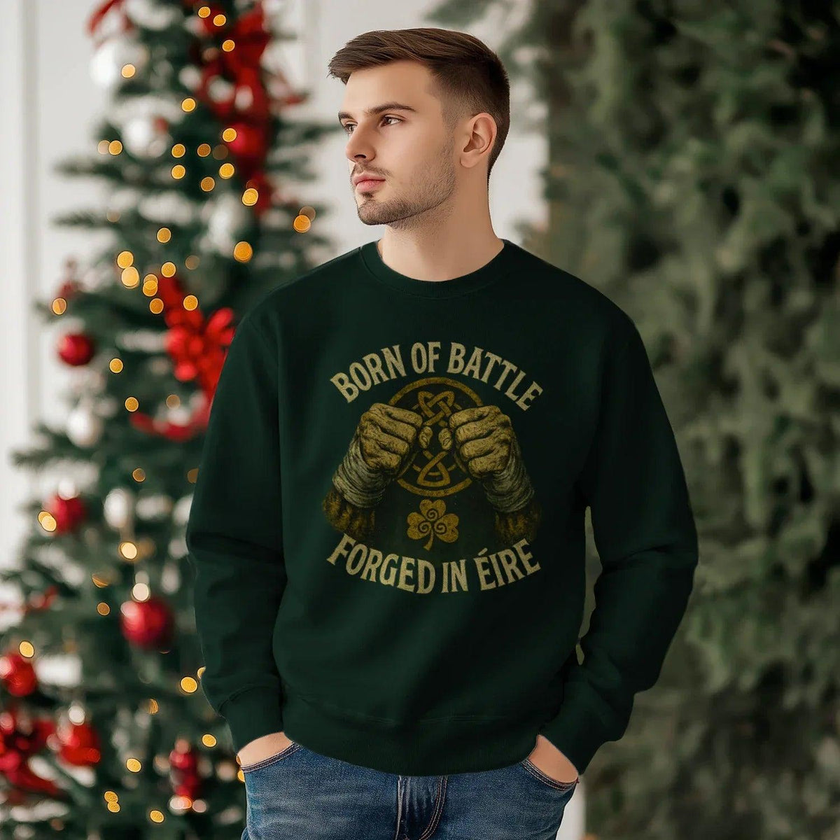 Irish Sweatshirt - Born of Battle Forged Unisex Streetwear - Celtic Wolfwear