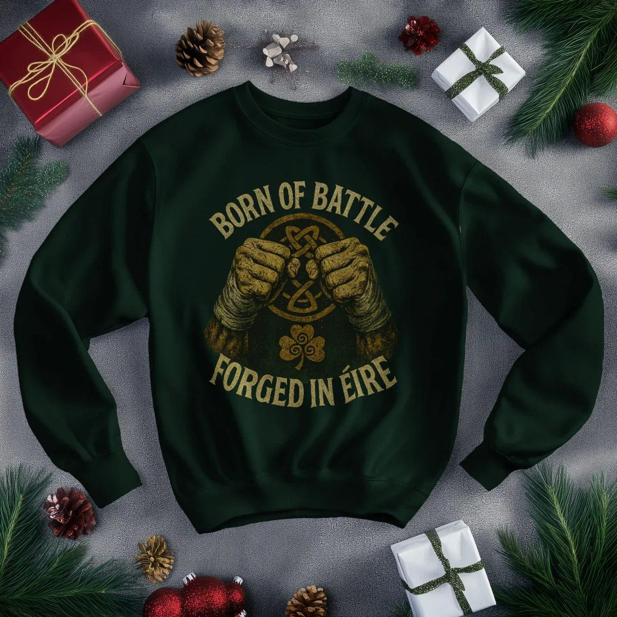 Irish Sweatshirt - Born of Battle Forged Unisex Streetwear - Celtic Wolfwear