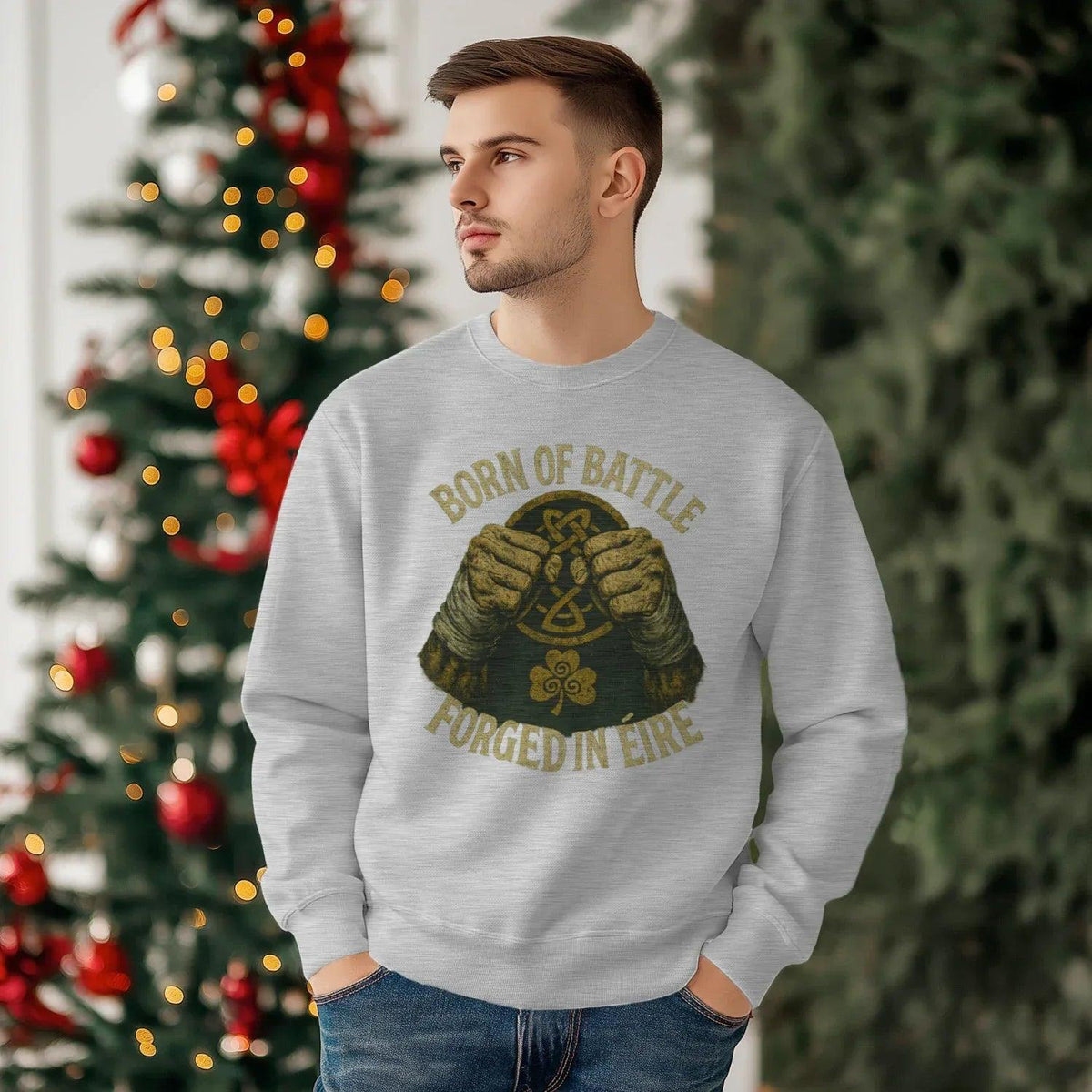Irish Sweatshirt - Born of Battle Forged Unisex Streetwear - Celtic Wolfwear