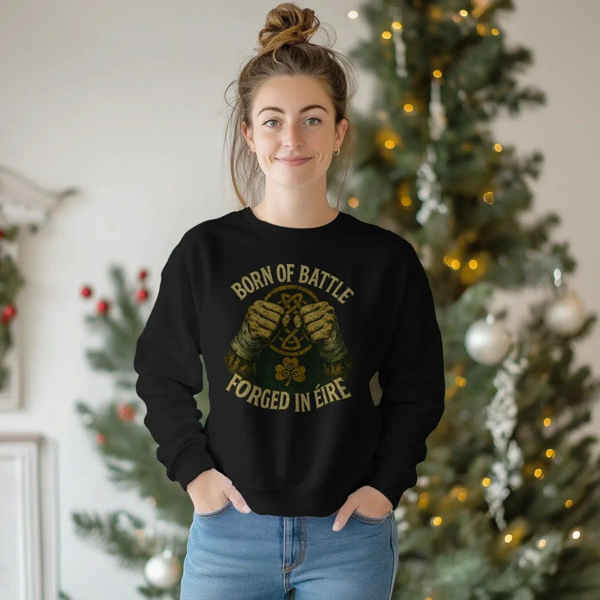 Irish Sweatshirt - Born of Battle Forged Unisex Streetwear - Celtic Wolfwear