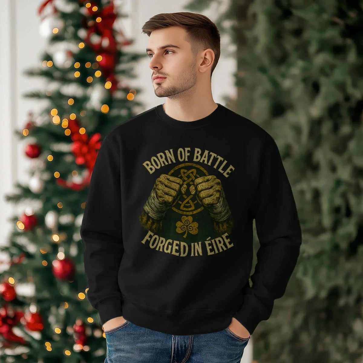 Irish Sweatshirt - Born of Battle Forged Unisex Streetwear - Celtic Wolfwear