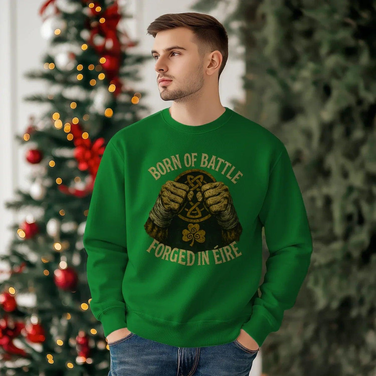 Irish Sweatshirt - Born of Battle Forged Unisex Streetwear - Celtic Wolfwear