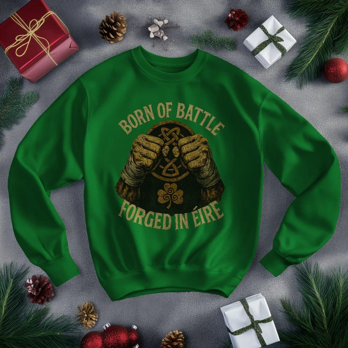Irish Sweatshirt - Born of Battle Forged Unisex Streetwear - Celtic Wolfwear