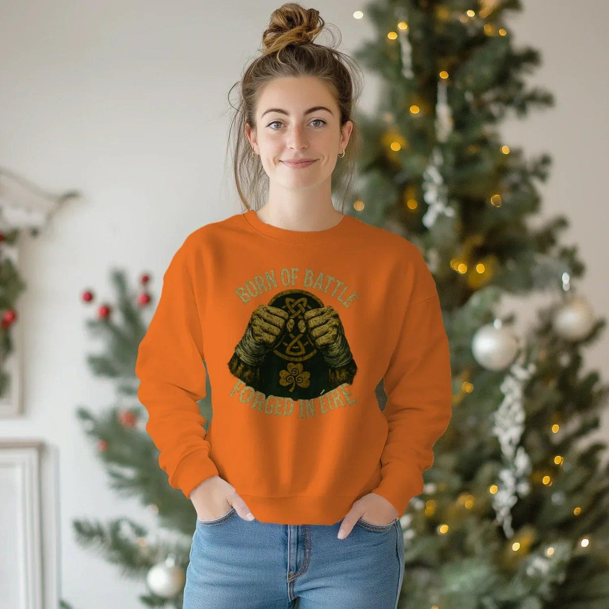 Irish Sweatshirt - Born of Battle Forged Unisex Streetwear - Celtic Wolfwear