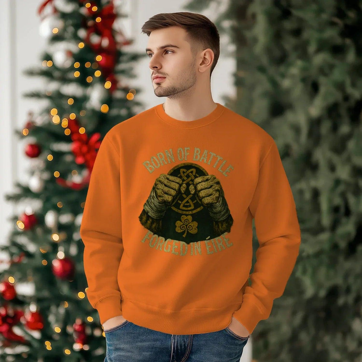 Irish Sweatshirt - Born of Battle Forged Unisex Streetwear - Celtic Wolfwear