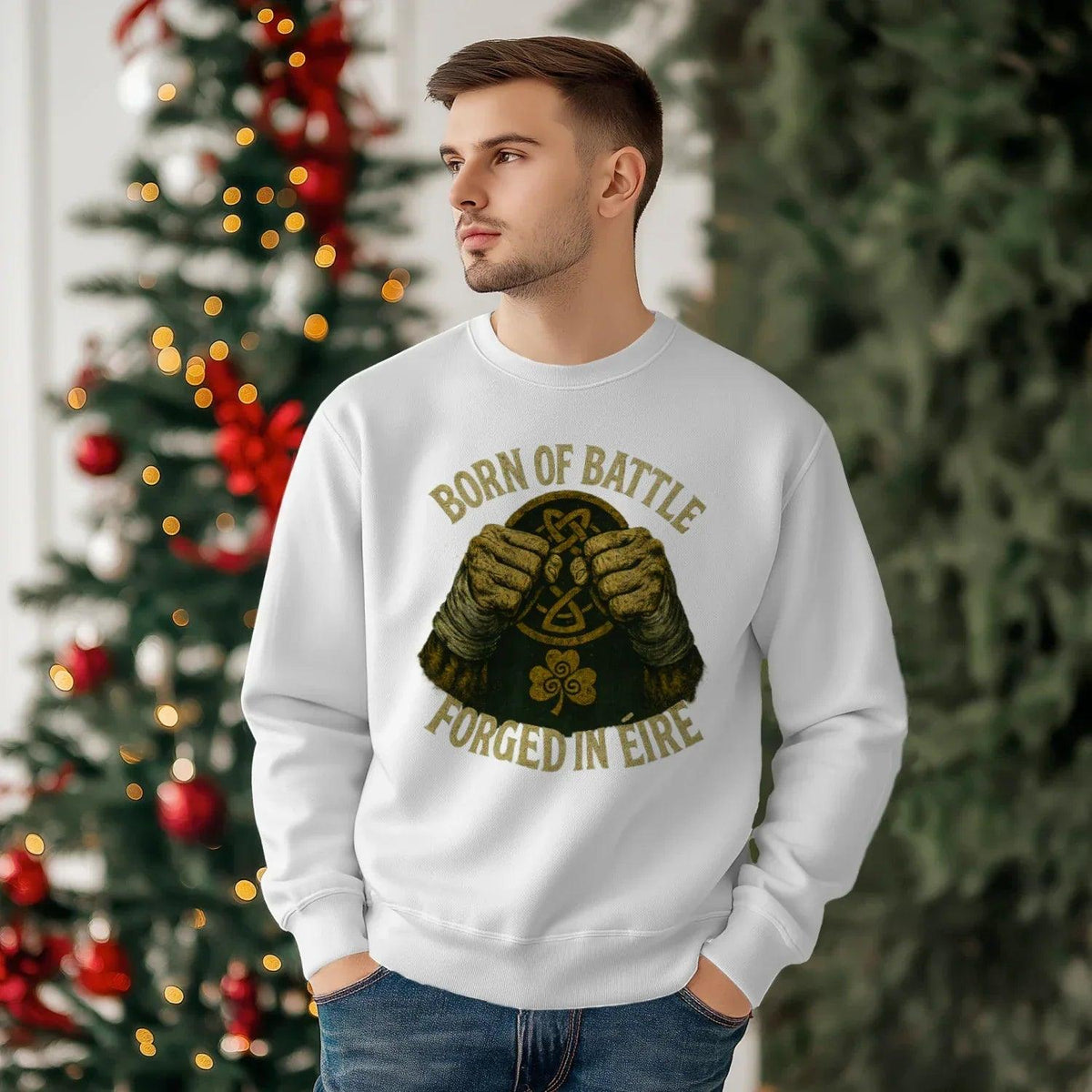 Irish Sweatshirt - Born of Battle Forged Unisex Streetwear - Celtic Wolfwear