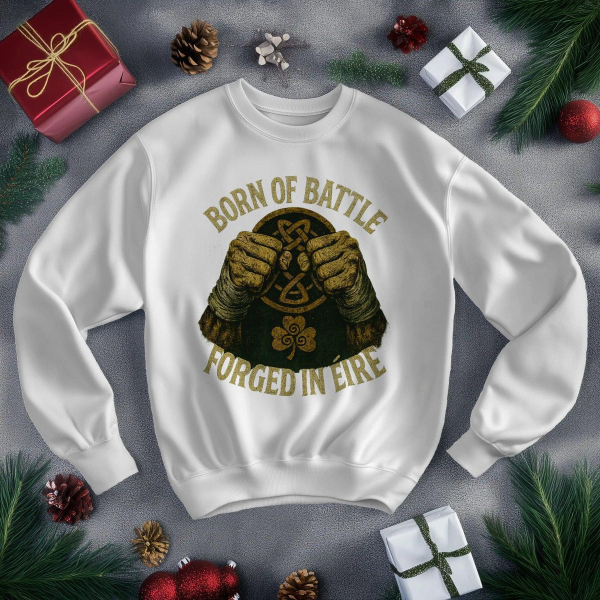Irish Sweatshirt - Born of Battle Forged Unisex Streetwear - Celtic Wolfwear