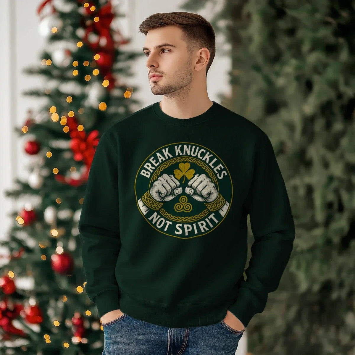 Irish Sweatshirt - Break Knuckles Not Spirit, Unisex - Celtic Wolfwear