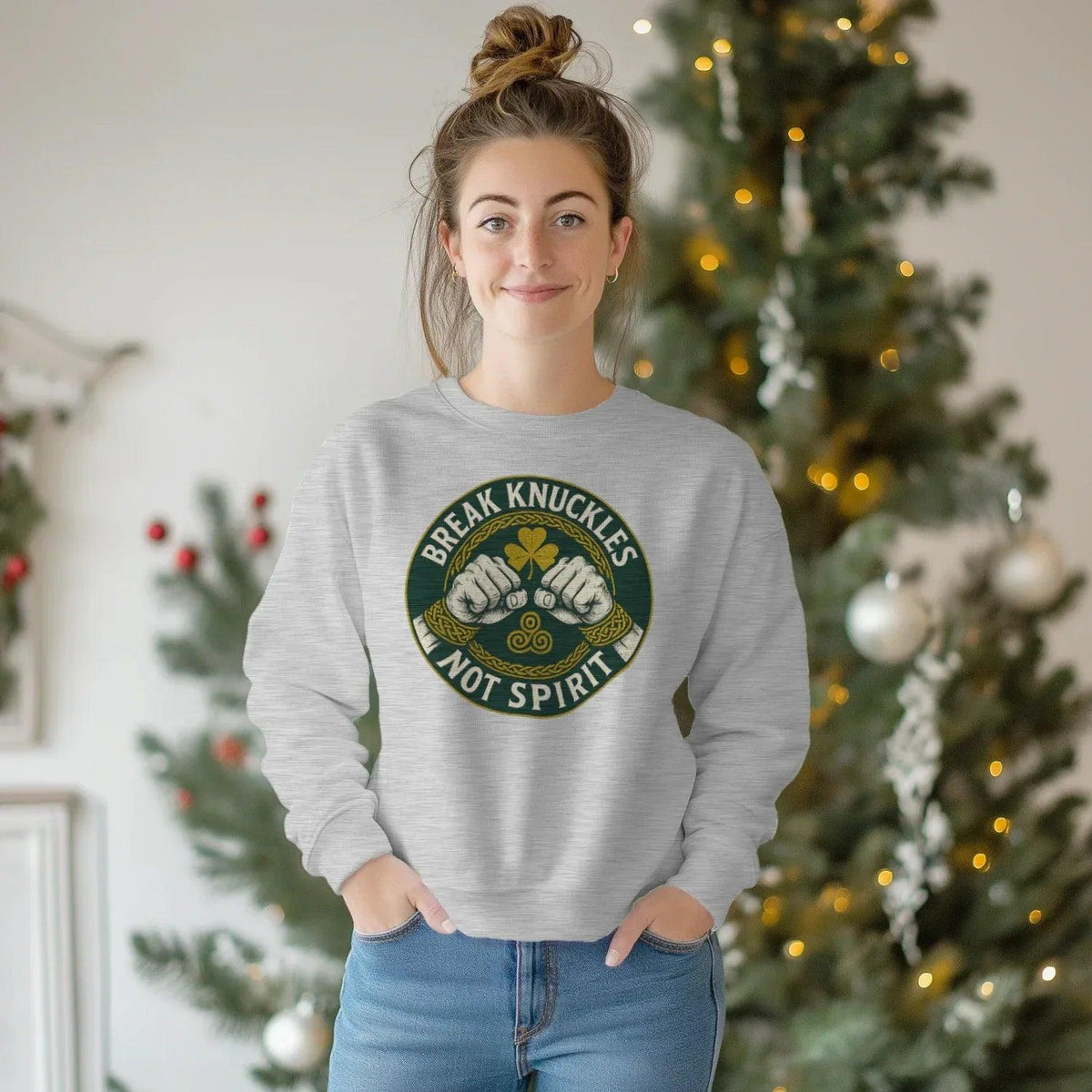 Irish Sweatshirt - Break Knuckles Not Spirit, Unisex - Celtic Wolfwear