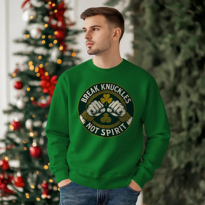 Irish Sweatshirt - Break Knuckles Not Spirit, Unisex - Celtic Wolfwear
