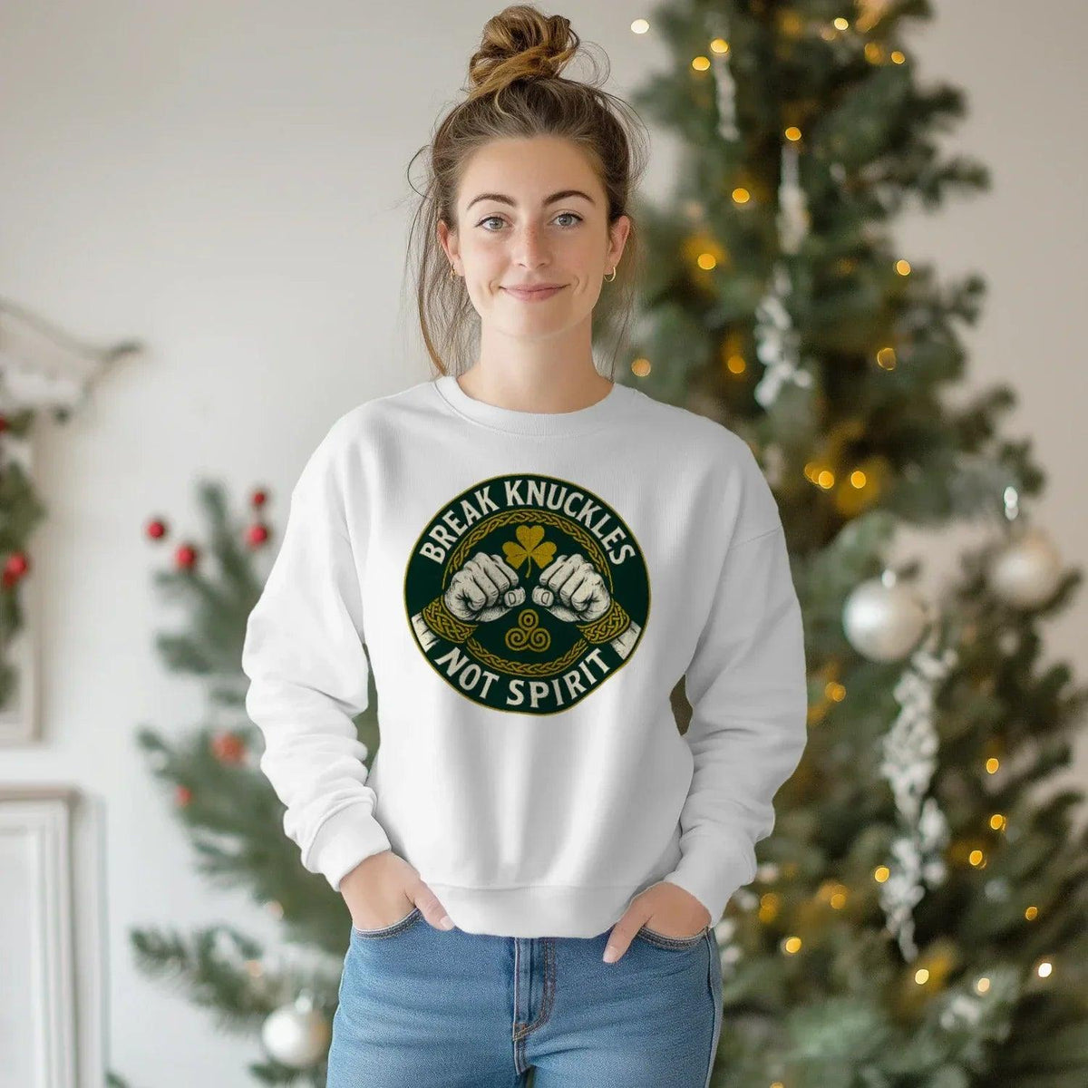 Irish Sweatshirt - Break Knuckles Not Spirit, Unisex - Celtic Wolfwear