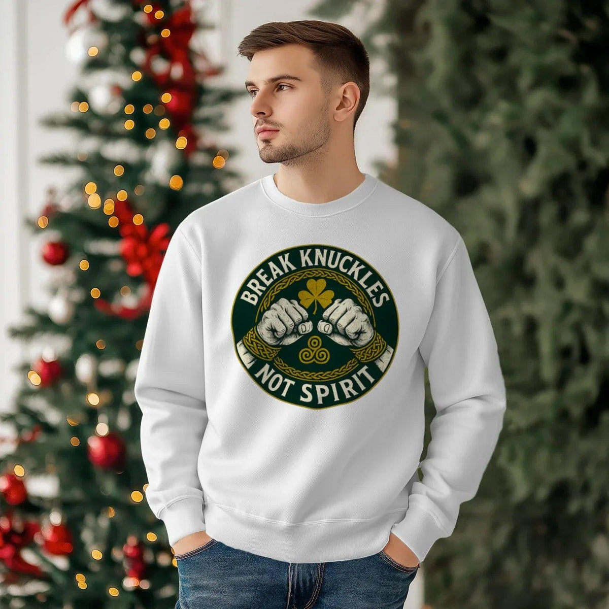 Irish Sweatshirt - Break Knuckles Not Spirit, Unisex - Celtic Wolfwear