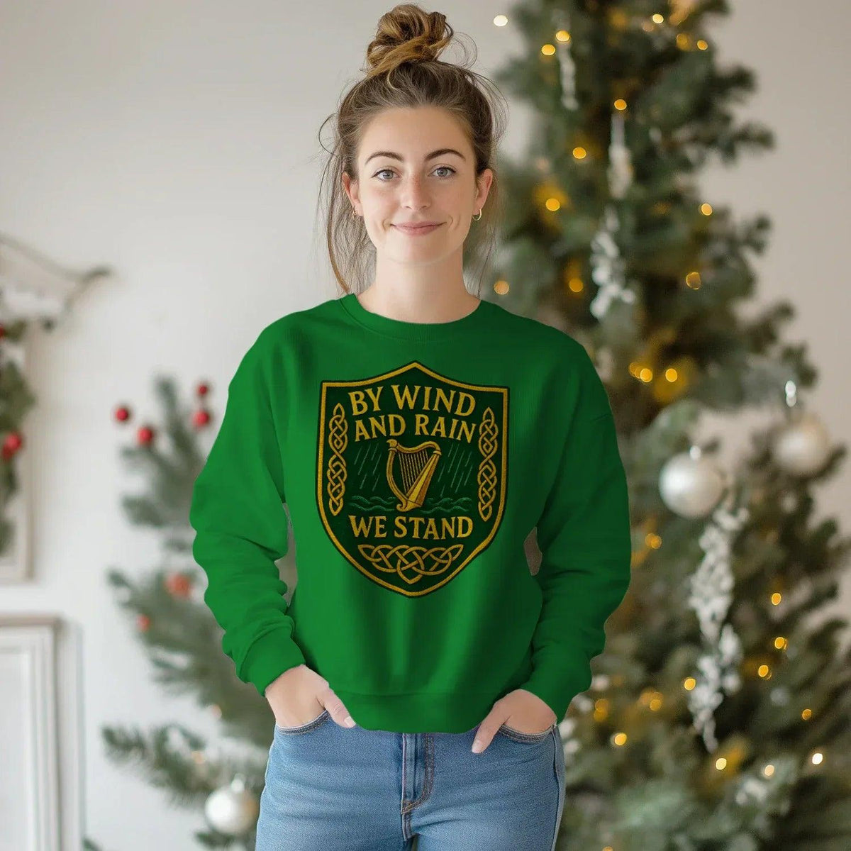 Irish Sweatshirt - By Wind and Rain We Unisex Streetwear - Celtic Wolfwear