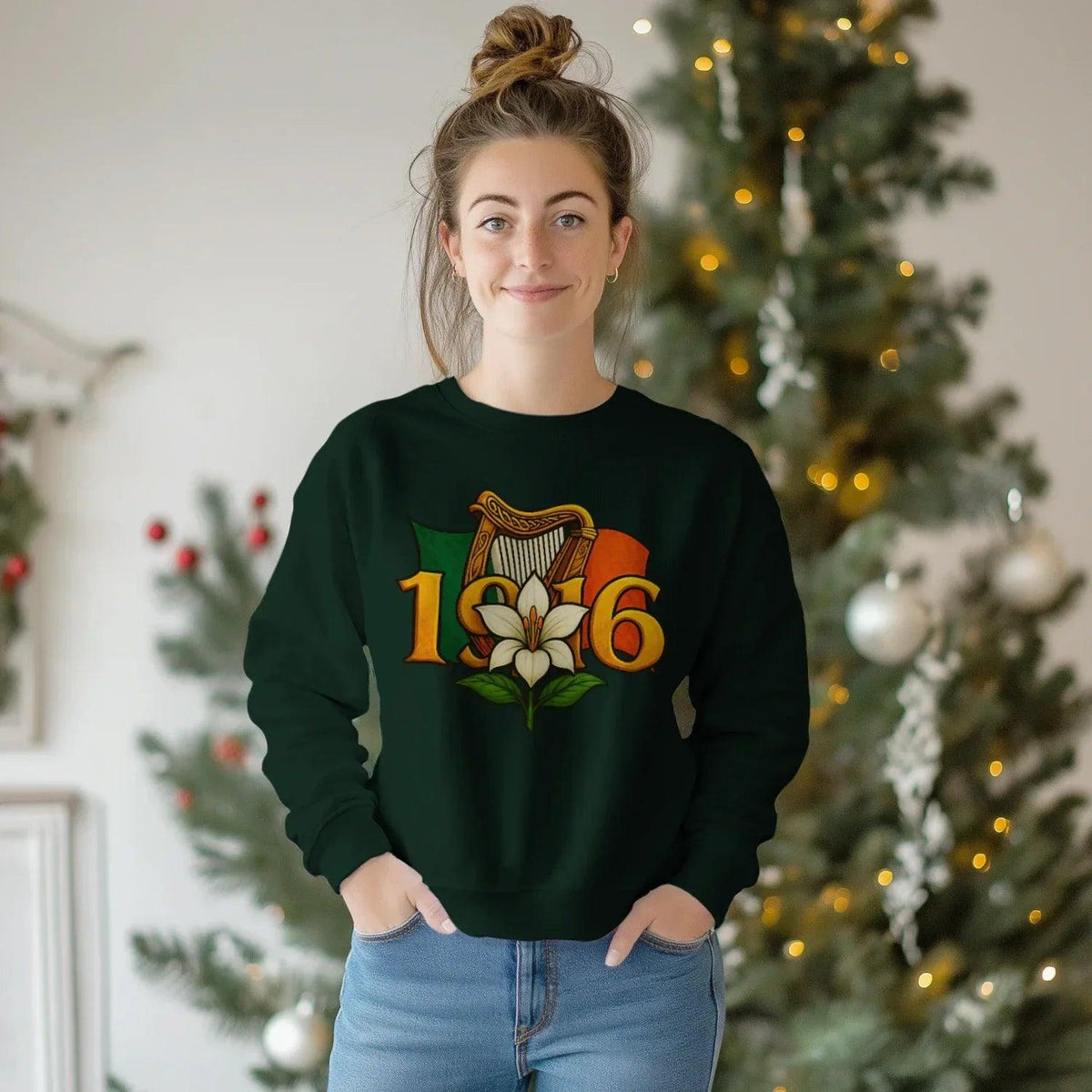 Irish Sweatshirt - Easter Lily 1916 Heritage Streetwear - Celtic Wolfwear