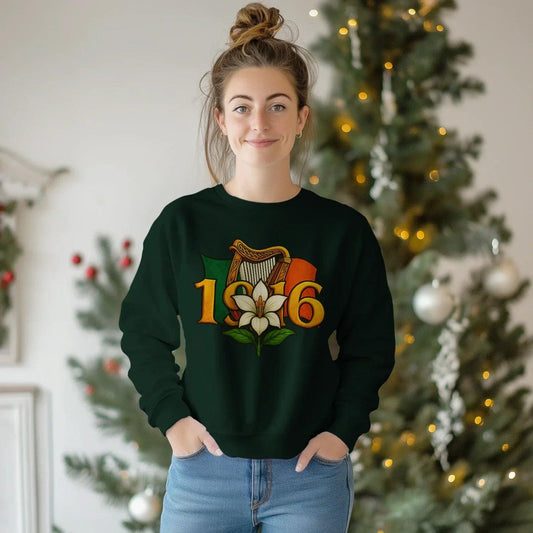 Irish Sweatshirt - Easter Lily 1916 Heritage Streetwear - Celtic Wolfwear