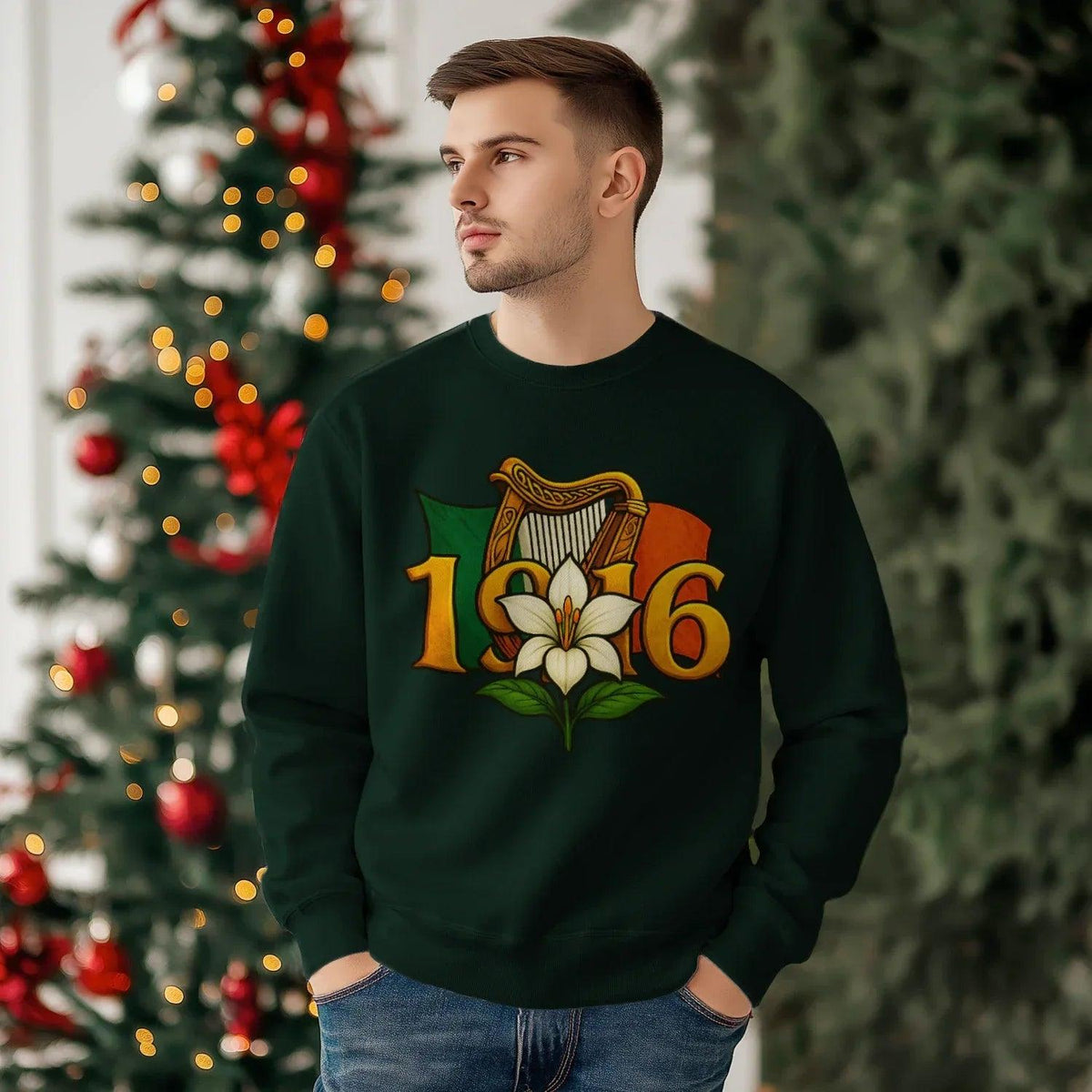Irish Sweatshirt - Easter Lily 1916 Heritage Streetwear - Celtic Wolfwear
