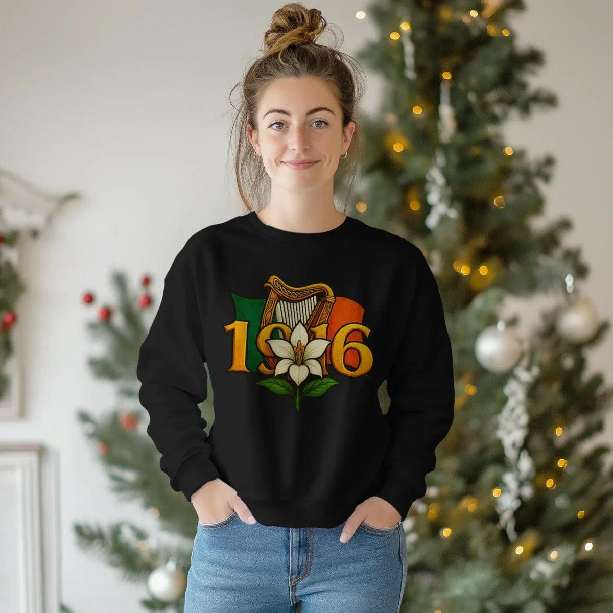 Irish Sweatshirt - Easter Lily 1916 Heritage Streetwear - Celtic Wolfwear