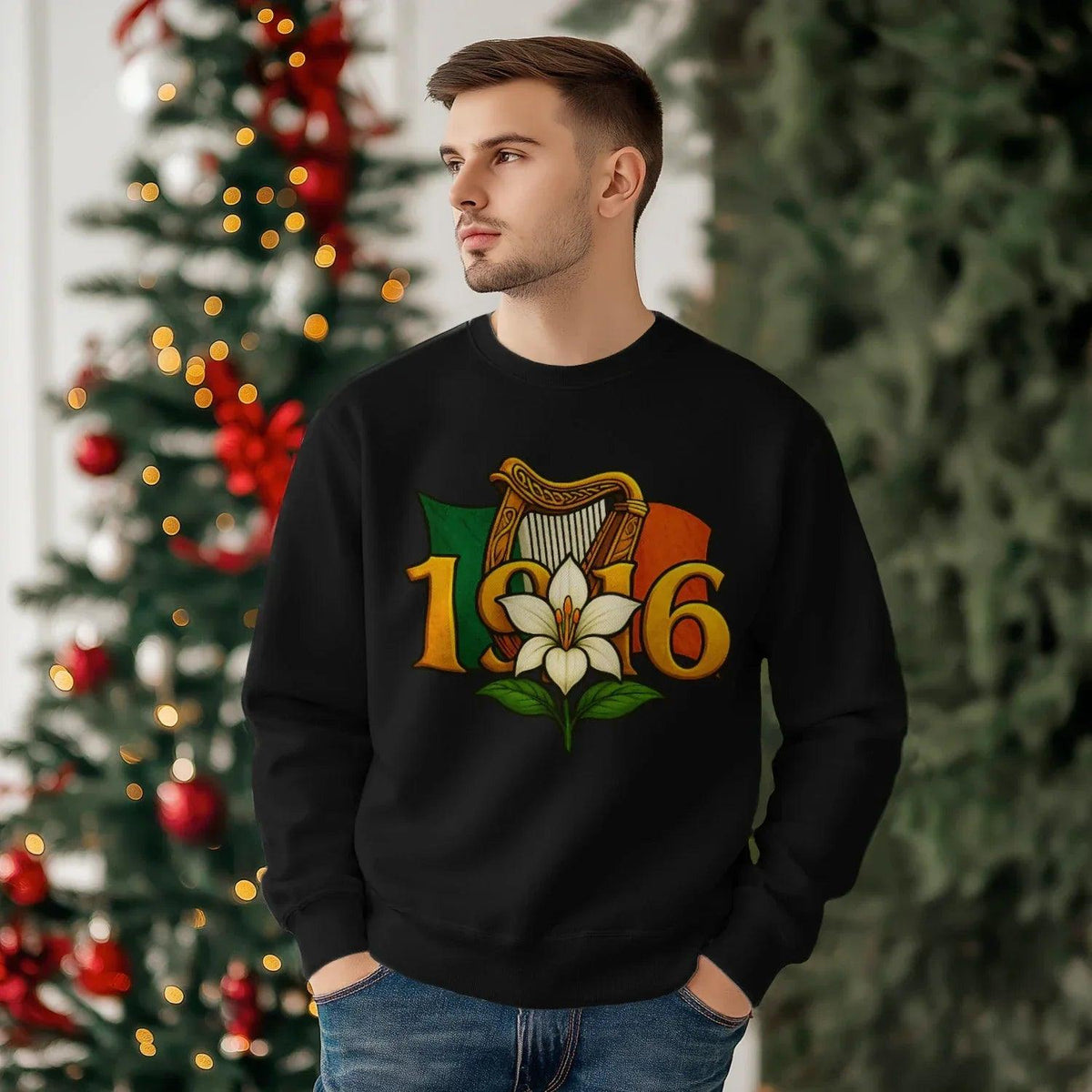 Irish Sweatshirt - Easter Lily 1916 Heritage Streetwear - Celtic Wolfwear