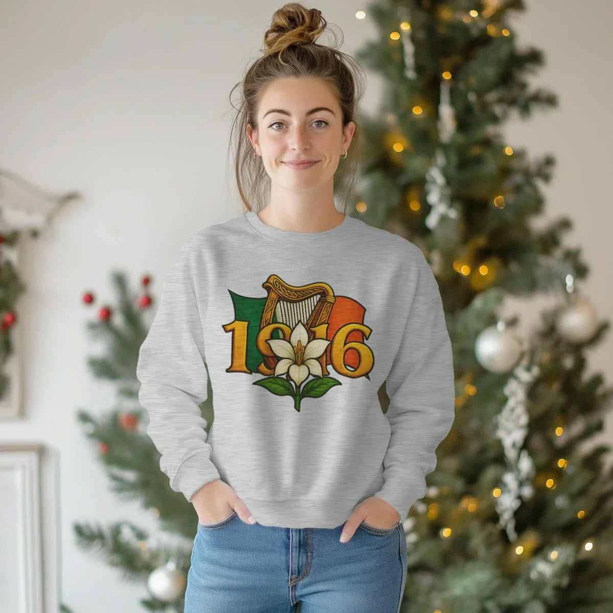 Irish Sweatshirt - Easter Lily 1916 Heritage Streetwear - Celtic Wolfwear