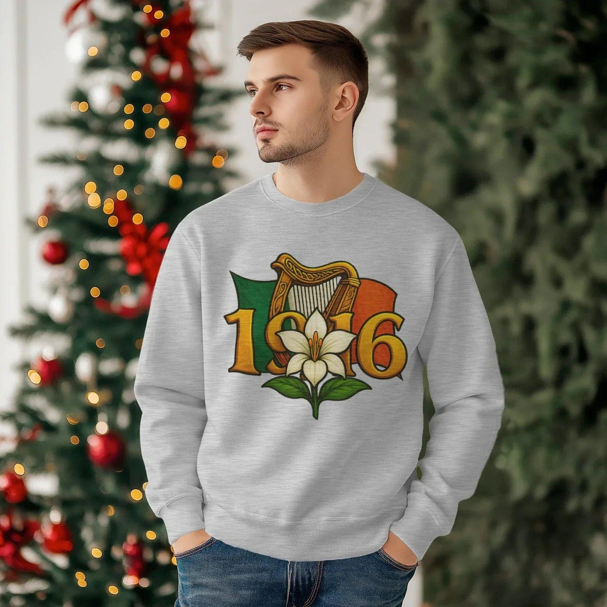 Irish Sweatshirt - Easter Lily 1916 Heritage Streetwear - Celtic Wolfwear