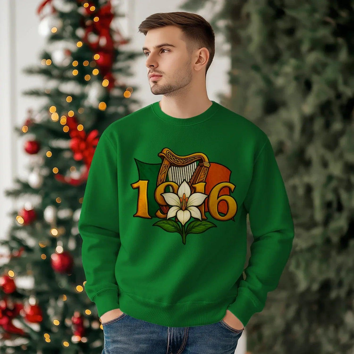 Irish Sweatshirt - Easter Lily 1916 Heritage Streetwear - Celtic Wolfwear